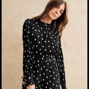 Sezane Black and White Polka Dot Top